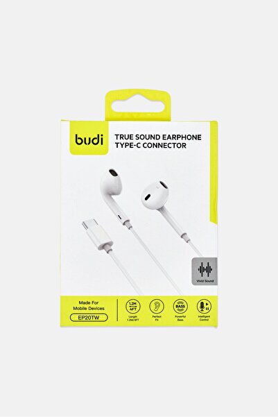 Budi True Sound Earphone Type-c Connector, White
