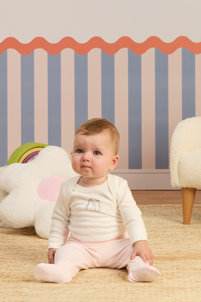 Minycenter Heart Penguin Patterned 2-Piece Booties for Newborns-9 Months Pink