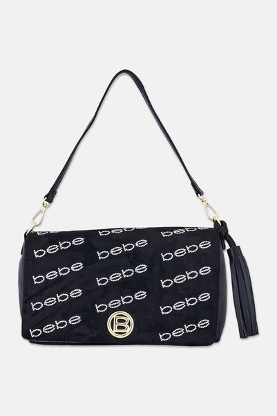 Bebe Women Brand Logo Shoulder Bag, Black