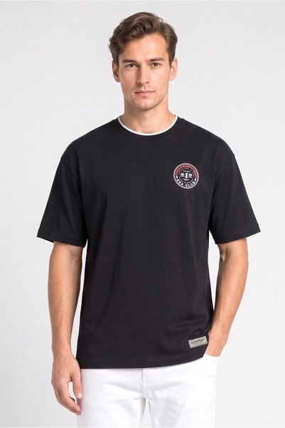 The Giving Movement Men Oversized Fit Short Sleeve Brand Logo T-Shirt, Black