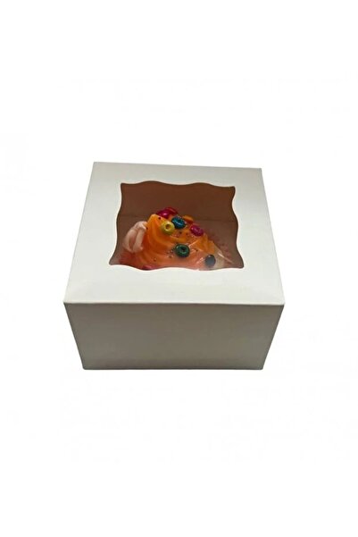 OEM CUTIE ALBA CU FEREASTRA PENTRU PRAJITURI SI FRUSECURI, 14X14X4 CM, 5 BUC/SET