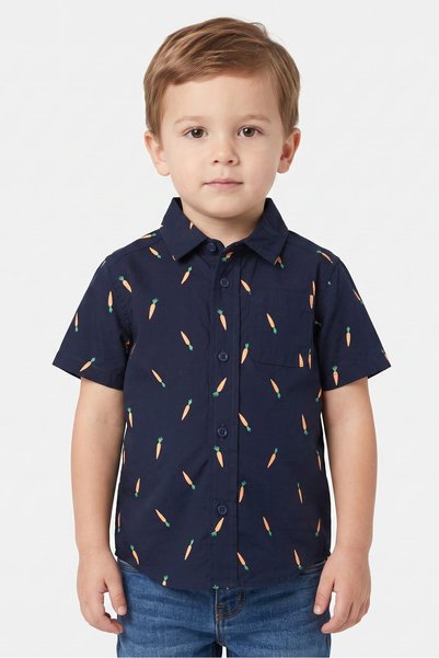 The Children's Place Toddlers Boy Spread Collar Short Sleeve Graphic Print Ca...
