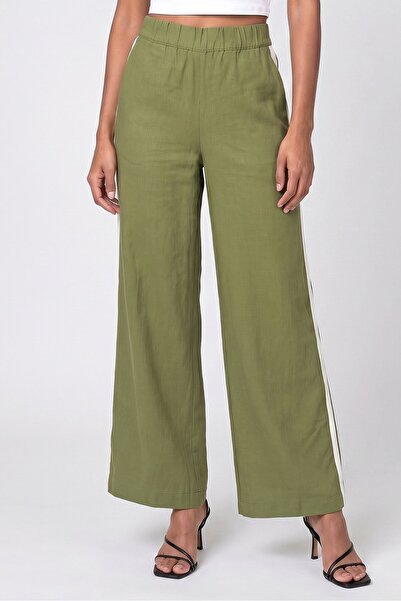 Threadbare Women Regular Fit Solid Wide Leg Pants, Olive