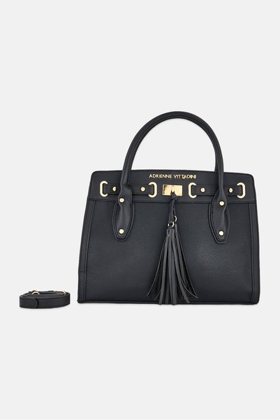 Adrienne Vittadini Women Brand Logo Satchels Bag, Black