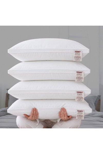 Terry Cotton Bed Pillow 1200 Grams, Soft Down Alternative Filling, Size 50x75...