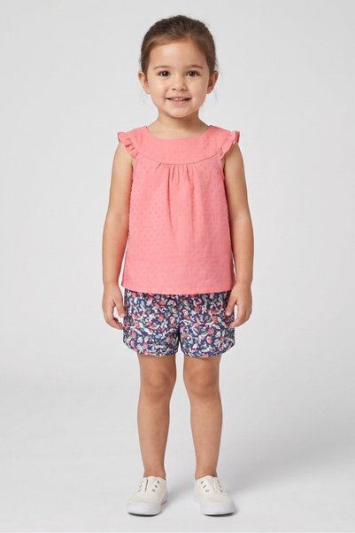 Penelope Mack Toddlers Girl 2 Pcs Textured Top And Short Set , Multicolor