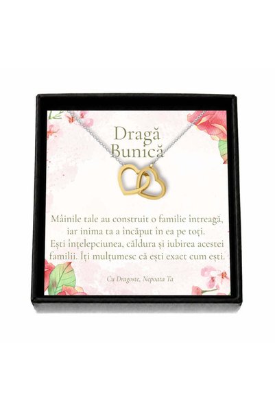 OEM Cadou pentru Bunică de la Nepoată – Colier „Inimi Aurii”, Cutie Neagră și...