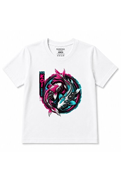 Rabona Fashion Tricou pentru copii Neo Koi Cyberpunk cu grafică Japoneză Neon...