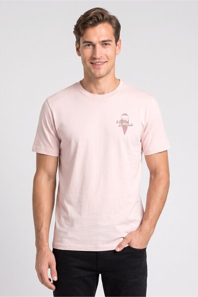 Common People Men Crew Neck Short Sleeve Graphic Print T-Shirt, Pink