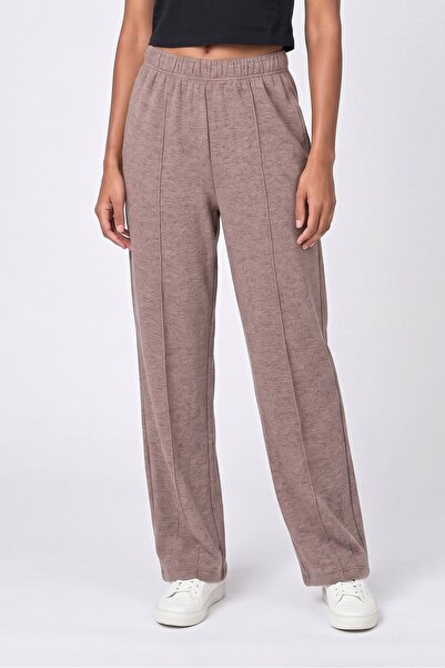 Threadbare Women Barrel Fit Textured Straight Leg Pants, Light Brown