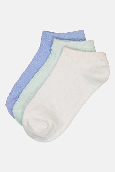 Sinsay Women 3 Pcs Textured Ankle Socks, Multicolor