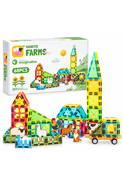 Picodino Set de construcție cu piese magnetice 3D cu figurine de animale de f...