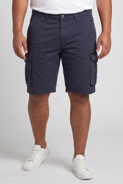 BENCH Men Regular Fit Brand Logo Cargo Shorts, Navy