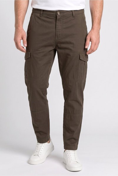 BENCH Men Regular Fit Solid Cargo Pants, Olive