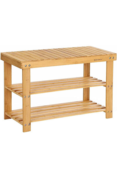 SONGMICS Raft de depozitare din bambus, cu 3 niveluri, 28x70x45cm, maro