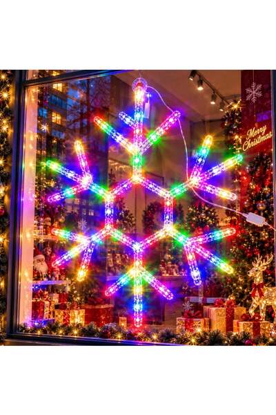 Reduceri Engros Decorațiune LED de Crăciun 44x36cm, Model Fulg de Nea, Lumină...