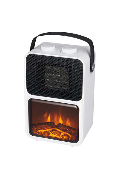 MyOfficeShop Șemineu electric cu efect de flacără, 600-1200 W, 14x21x36 cm, alb