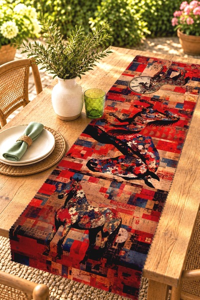 EVPANYA Textured Horse Patterned Runner/Tablecloth/American Placemat