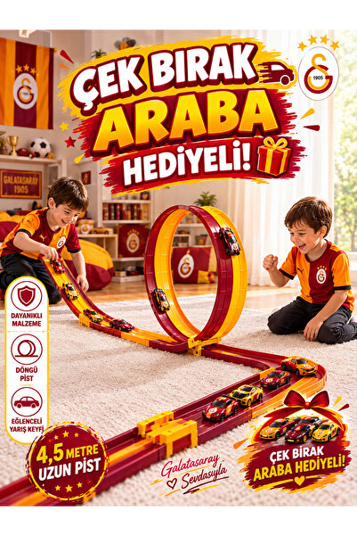 Go Track Çek-Bırak Araba Hediyeli Sarı-Kırmızı Renk Esnek Yarış Pisti 4,5 Mt