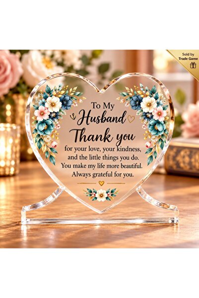 Generic Thank You Husband Heart Acrylic Plaque 10x10 cm - English Message - ه...