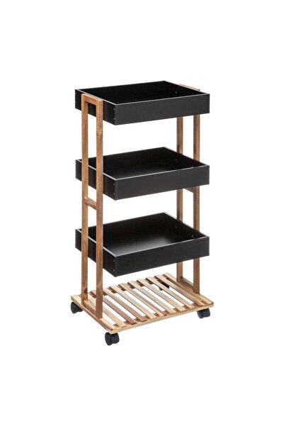 5five Simple Smart Etajeră 5Five Natureo cu 4 rafturi pe roți, MDF și bambus,...