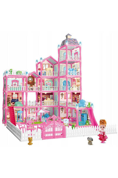 MyOfficeShop Casă de păpuși pentru copii cu 374 de piese, animale, mobilier ș...