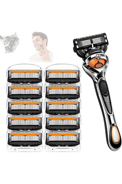 LAXDAMRE امواس حلاقة رجالية, Men's Razor with 12 Blade Refills, Single Blade ...