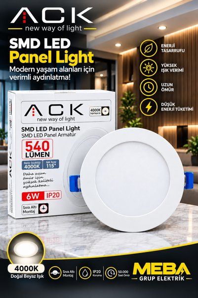 ACK 6 W Led Panel 4000 K Doğal Beyaz Işık (3 Adet)
