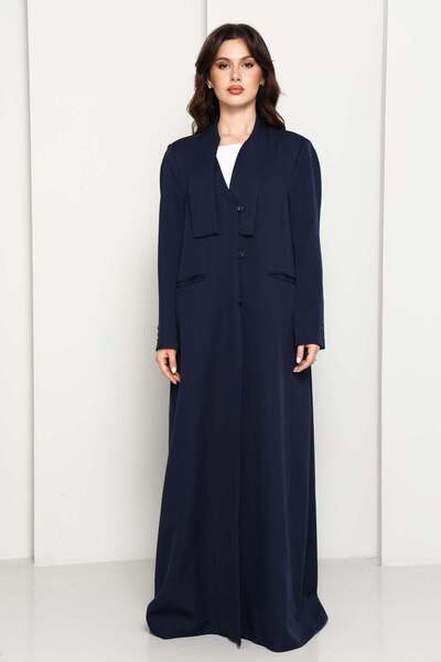 Msquare Fashion Modern Navy Blazer-Style Abaya With Head Scarf | Premium PHUA...