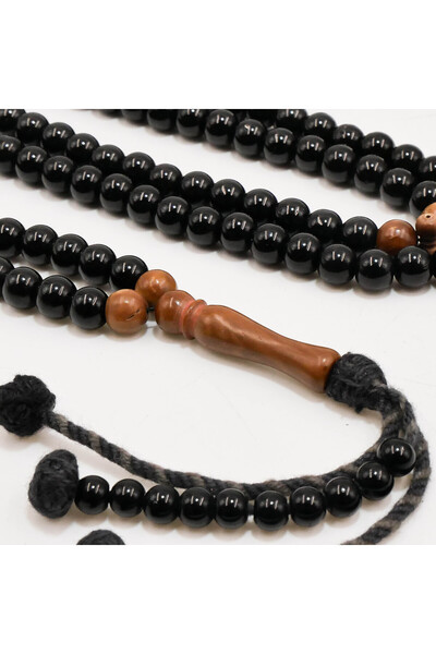 Generic Brand Onyx & Kuka Wood Rosary Beads – 100 Beads, 8.5mm Round Tasbih, 83.5g