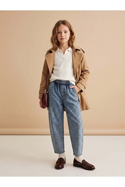 Zekids Girl's Comfortable Cut Jeans with Elastic Waist and Soft Texture