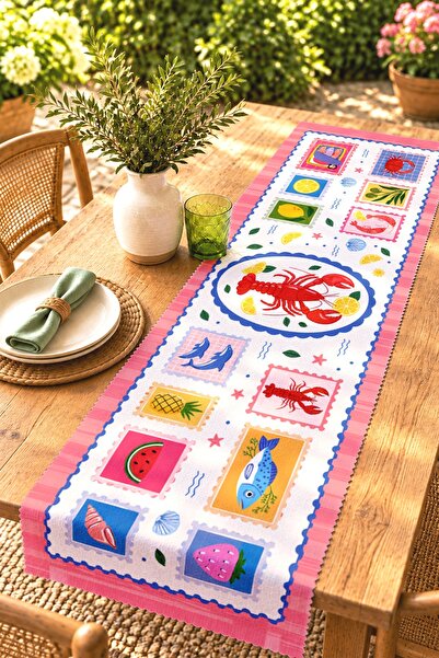 EVPANYA Colorful Crabs Patterned Runner / Tablecloth / Placemat