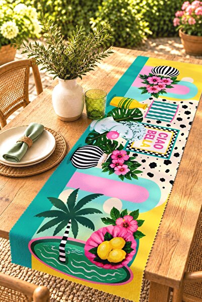 EVPANYA Speckled Flowers Patterned Runner/Tablecloth/Placemat