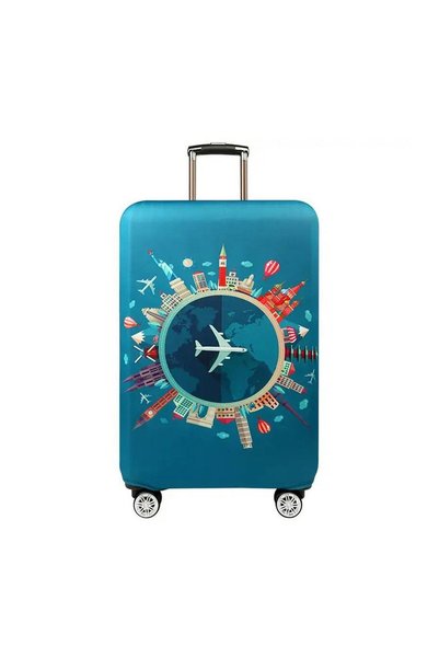 OEM Husa de Protectie Verde cu Model Avion & Diverse Monumente pentru Valiza ...