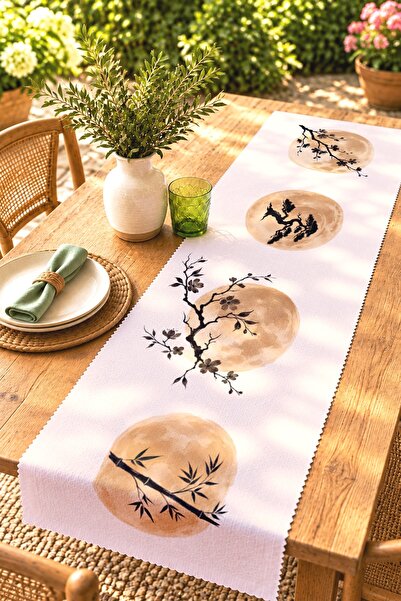 EVPANYA Japanese Branches Patterned Runner / Tablecloth / Placemat