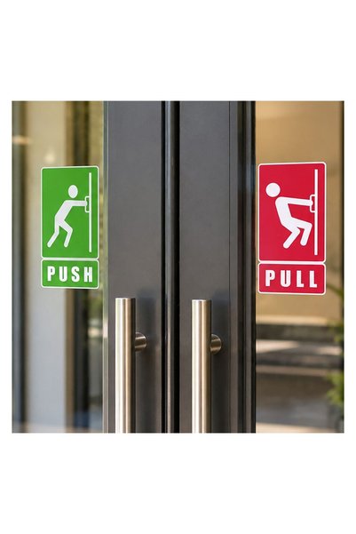 OEM Set Autocolante Push & Pull 8x15 cm – 2 buc. – Indicație Clară pentru Uși...