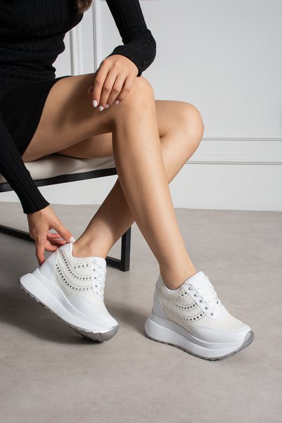 kajal ayakkabı Mdln 952 Stripe Stone Detailed Hidden Heel Sports Shoes