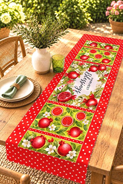 EVPANYA Pomegranate Themed Patterned Runner / Tablecloth / Placemat