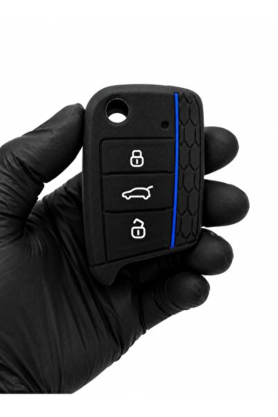 GMA KEYS Husă pentru chei din silicon pentru Volkswagen T-Roc Taigo T-Cross P...