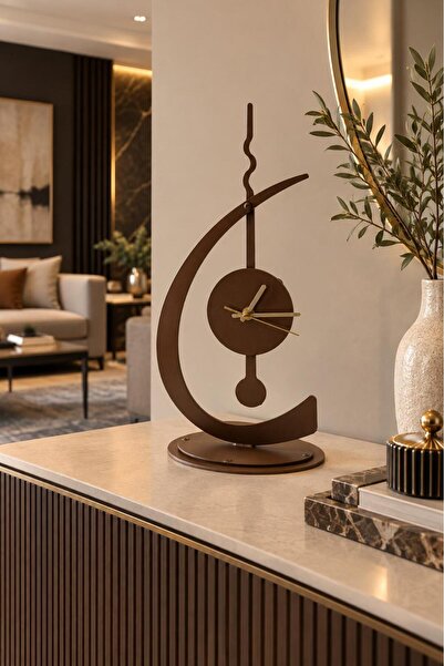 bablo Masa Saati Atlas Bronz Sessiz Mekanizma Metal Gövde G16 x Y32 cm