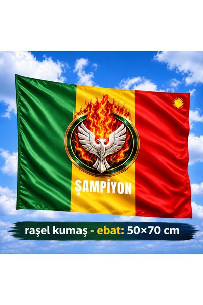ZERYA Amed Çift Başlı Kartal Kesk Sor Zer Tasarımlı Taraftar Spor Bayrak - Şa...