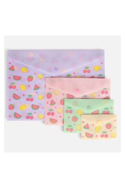 OEM Set 4 Mape cu Capsă A4-A5-A6-A7, Modele Fructe Colorate – Organizare pe M...