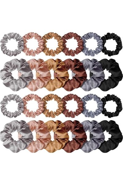 NALACAL 18-Piece Silk Hair Scrunchies Set - Soft Skinny Hair Ties & Ponytail ...