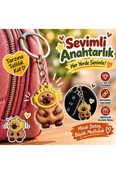 seymen bıçakçılık Capybara Figured Keychain – Adorable Capybara Bag and Key A...