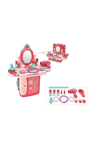 OEM Valiză Cutie Bijuterii cu Oglindă și 14 Accesorii, Roz-Verde, 26x10x20 cm