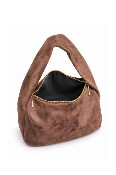 Adelina Bags Geantă de mână și de umăr casual din piele intoarsa maro amarui pentru femei