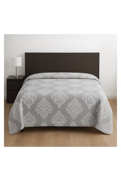 OEM Cuvertură Reversibilă Gri Damask 160x230 cm – 2 Fețe, Design Elegant pent...