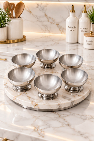 Artemia Home طقم من 6 قطع من أوعية تقديم الوجبات الخفيفة والصلصات والمربى والفطور مصنوعة من الفولاذ المقاوم للصدأ