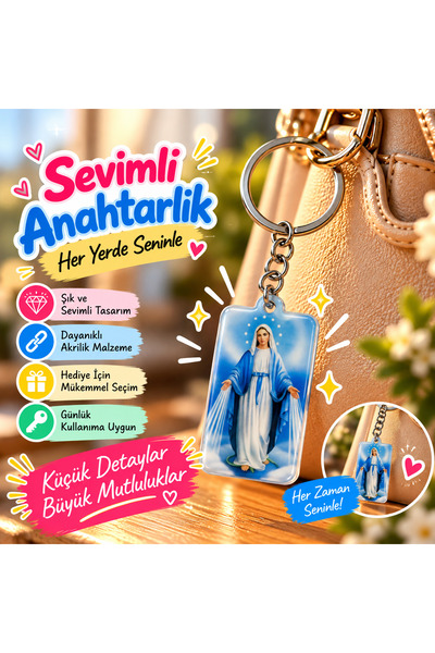 seymen bıçakçılık Keychain with Virgin Mary Figure – Religious Themed Decorat...