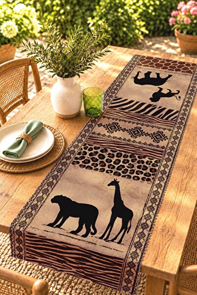 EVPANYA Natural African Animals Patterned Runner/Tablecloth/Placemat